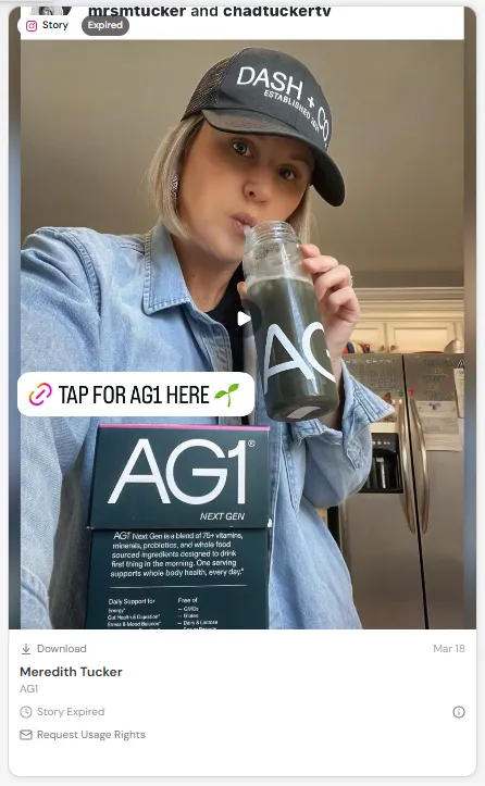 Creator post auto-detected during the AG1 campaign